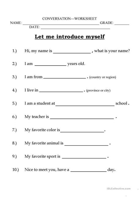 Let Me Introduce Myself English Esl Worksheets For Distance Learning