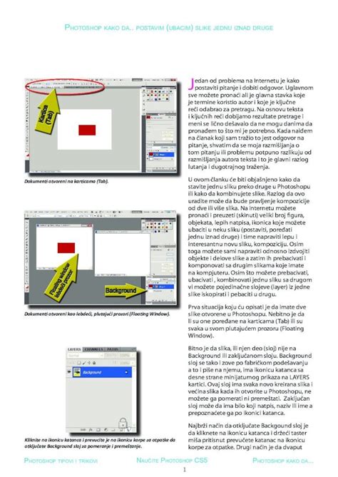 PDF Photoshop Kako Da Postavite Ubacite Sliku Sloj Iznad Druge