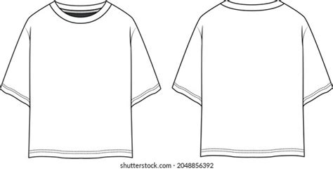 Oversize T Shirt Flat Sketch Stock Vectors And Vector Art