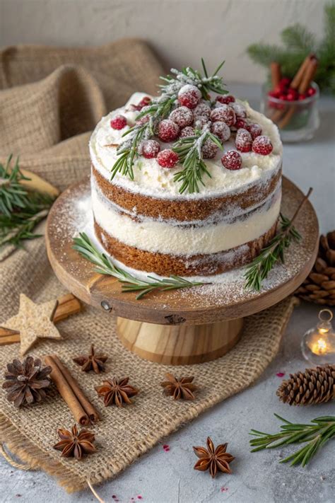 Rustic Holiday Naked Cake Christmas Cake Designs Christmas Desserts Holiday Cakes