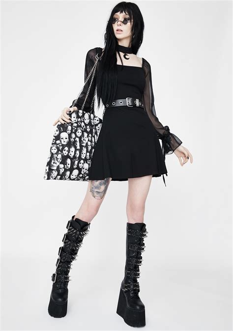 Punk Rave Sheer Choker Collar Dress Dolls Kill