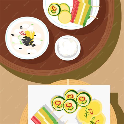 Premium Vector | Korean lunar new year celebrating dishes