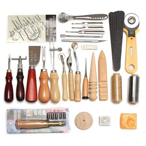 37 Pcs Set Professional Leather Craft Tools Punch Kit Stitching Carving