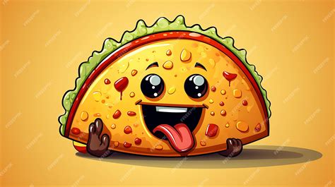 Cute Dibujos Animados De Tacos Con Una Sonrisa Y Ojitos Foto Premium