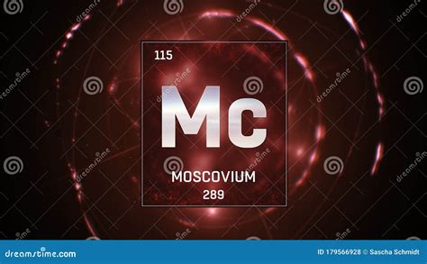 Moscovium As Element 115 Of The Periodic Table 3d Illustration On Red