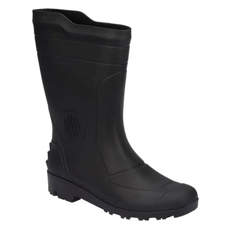 Bota Galocha Unissex Cano Médio Preto Pega Forte 00323 01139 Preto