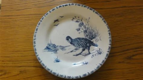 ANCIENNE ASSIETTE PORCELAINE De Gien Themes Perdrix Chasse EUR 12 99