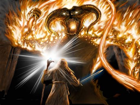 Epic Showdown Gandalf Vs Balrog HD Wallpaper From The Lord Of The Rings