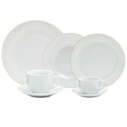 Aparelho Jantar 42 Peças Porcelana Fio Dourado Marrocos 17464 Wolff