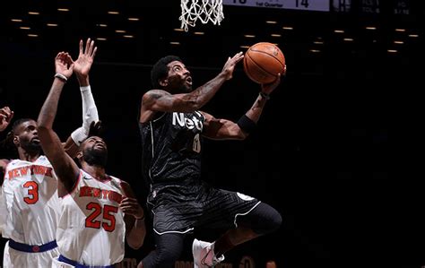 Nets 117 Knicks 112 Kyrie Irving Scores 34 James Harden Notches