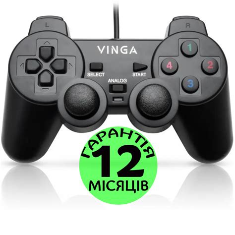 Джойстик для ПК Vinga VG1 черный, USB, проводной геймпад для компьютера ...