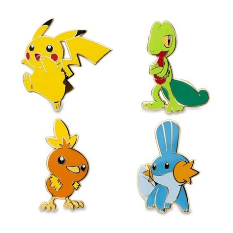 Pikachu, Treecko, Torchic & Mudkip Pokémon Pins (4-Pack) | Pokémon ...