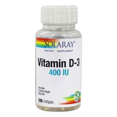 Solaray - Vitamin D3 400 IU - 120 Softgels - Walmart.com - Walmart.com