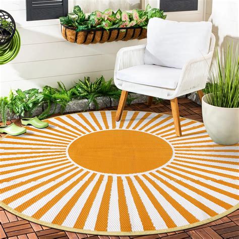 Anidaroel Round Outdoor Rugs 6ft For Patios Clearance Waterproof