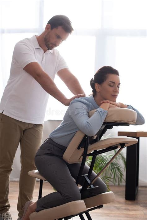 Masseur With Outstretched Hands Massaging Back Stock Image Image Of