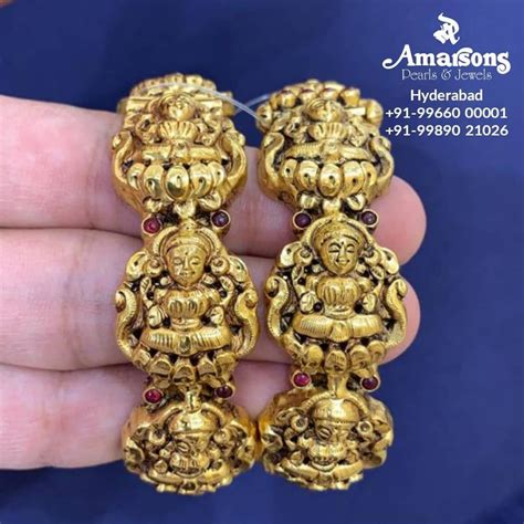 Goddess Lakshmi Gold Bangles South India Jewels