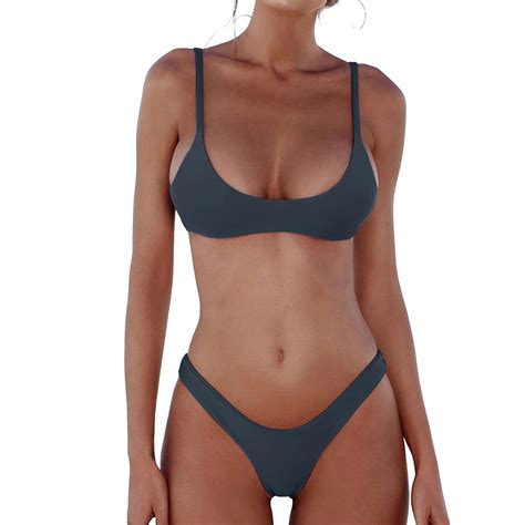 Clearance Yajing Womens Bikinis Womens 2 Piece Brazilian Thong Bikini Sets High Cut Swimsuits