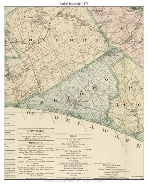 Bethel Township Pennsylvania 1876 Old Town Map Custom Print Delaware