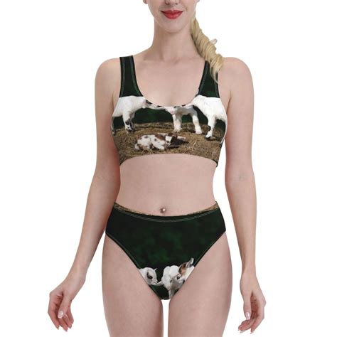 Lukts Women High Waisted Bikini Set Cute Goat Baby Swimsuit 2 Piece