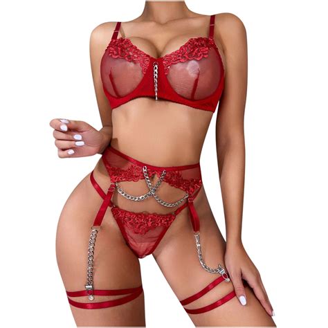 Jsgek Push Up Two Piece Lingerie Strappy Babydoll Clearance Valentine