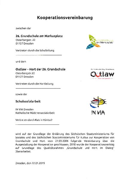 Kooperationsvertrag Schule Hort Sozialarbeit Grundschule