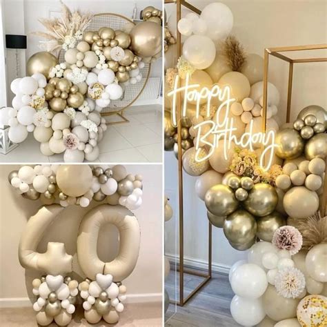 Decoration Anniversaire 40 Ans Femme Ballons 40 Ans Beige Or Ballons