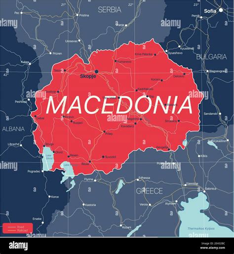 Macedonia Country Detailed Editable Map With Regions Cities And Towns