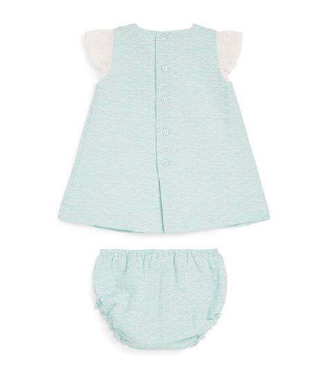 Paz Rodriguez Green Cotton Dress And Bloomers Set 1 24 Months