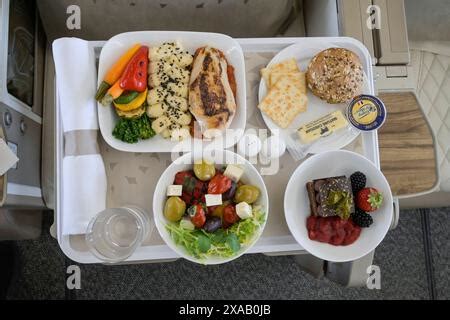 Main course, Food, Emirates Airbus A380 Stock Photo - Alamy