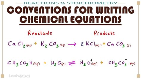 Conventions For Writing Chemical Equations Including Arrows Phases