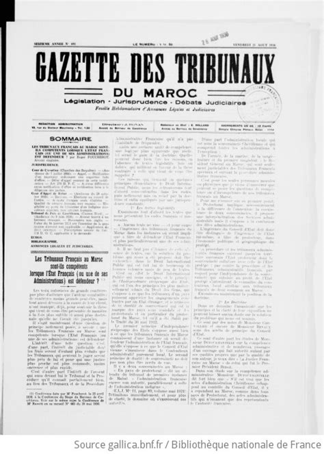 Gazette des tribunaux du Maroc Législation jurisprudence débats