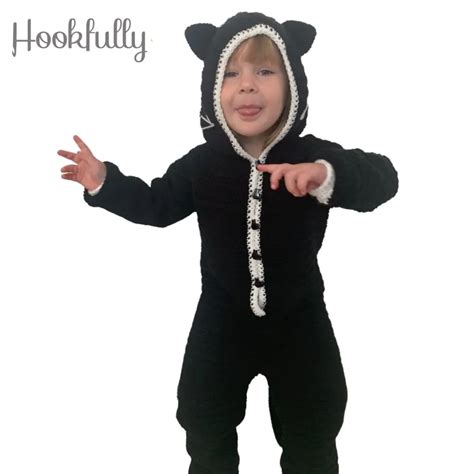 Black Cat Kids Onesie Crochet Pattern Hookfully