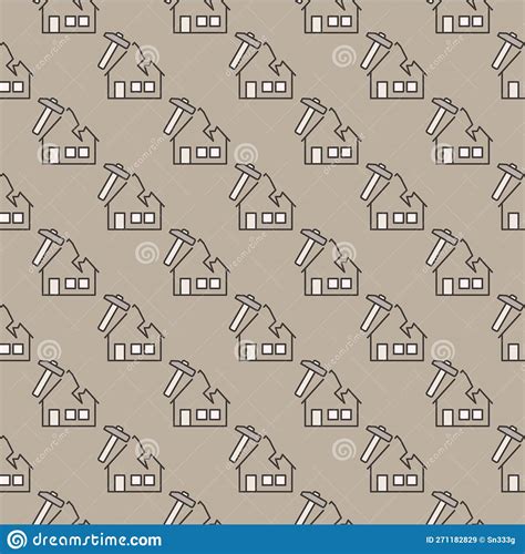 Roof Repair And Installation Vector Colored Seamless Pattern Stock