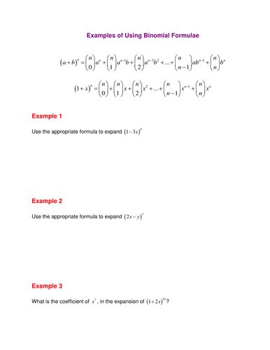 Binomial Expansion | Teaching Resources