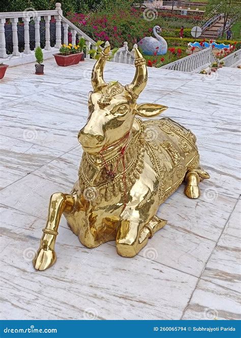 A Gold Plated Sculpture Of Nandi The Vehicle Of Lord Shiva In The