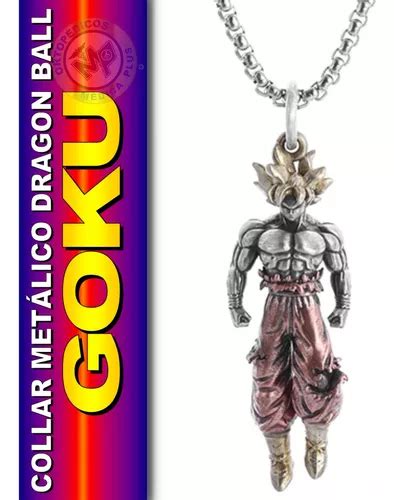 Collar De Goku Super Saiyajin Dragon Ball Con Cadena Metal Color Plata