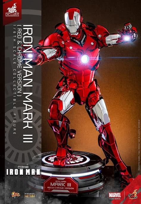 全新啡盒未開 Hot toys 限量 套MMS D 合金版Iron Man Mk iii Mk 電鍍紅銀色Red Chrome Version Exclusive