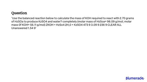 VIDEO solution: Use the balanced reaction below to calculate the mass ...