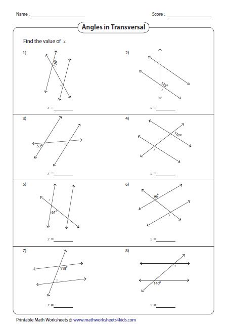 Angles In A Transversal