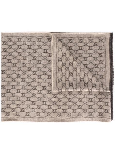 Gucci Gg Jacquard Cashmere Scarf In Beige Modesens