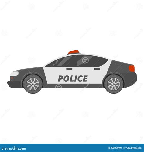 American Police Car Parked In Profile Showing Side View Stock Vector