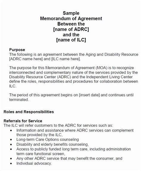 Memorandum Of Understanding Sample Beautiful Moa Template