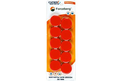 Магнит для магнитной доски Forceberg 30 мм, красный, 10шт 9-3613078 ...
