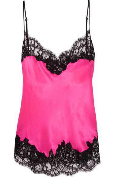 Givenchy Camisole In Black Lace Trimmed Bright Pink Silk Satin Net