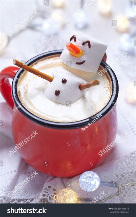 Red Mug Hot Chocolate Melted Marshmallow Stock Photo Edit Now