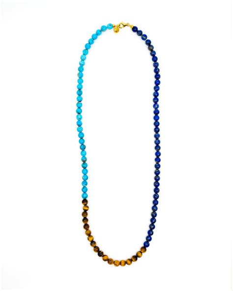 Lapis Tiger Eye Turquoise Rope Necklace — Fry Powers