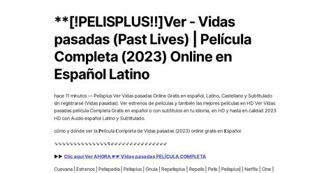 Pelisplus Ver Vidas Pasadas Past Lives Pel Cula Completa