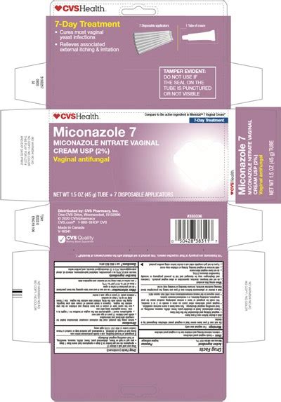 Fda Label For Miconazole 7 Cream Vaginal Indications Usage And Precautions