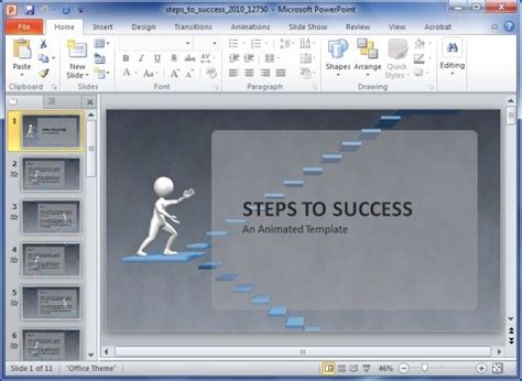 Animated Steps To Success PowerPoint Template