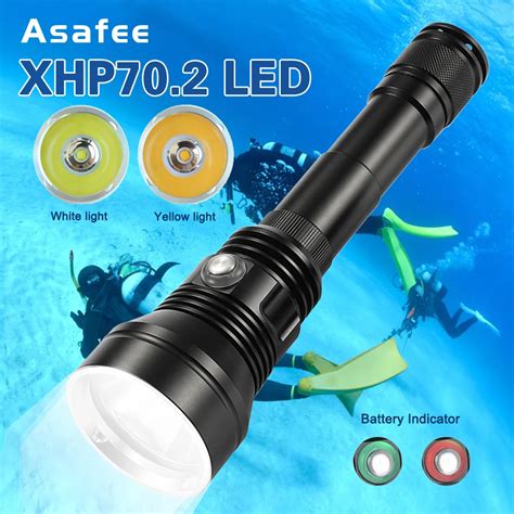 Asafee Led Diving Flashlight Dive Lamp Waterproof Scuba Torch Light